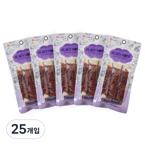 더키코 블랙노즈 강아지 껌, 크런치덕스틱, 75g, 25개