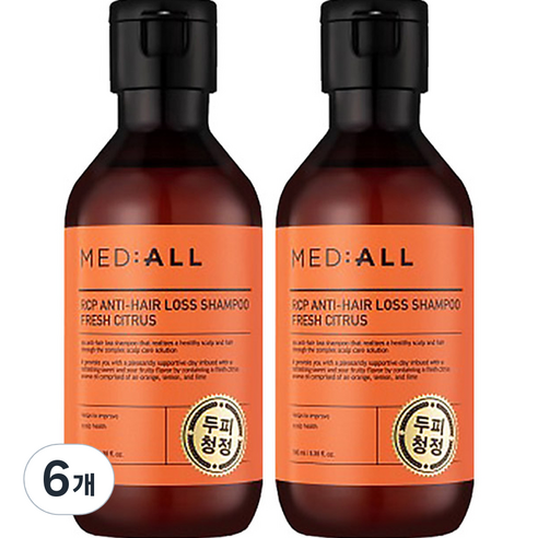 메디올 알시피 안티로스 두피청정 탈모완화 샴푸 시트러스, 100ml, 6개