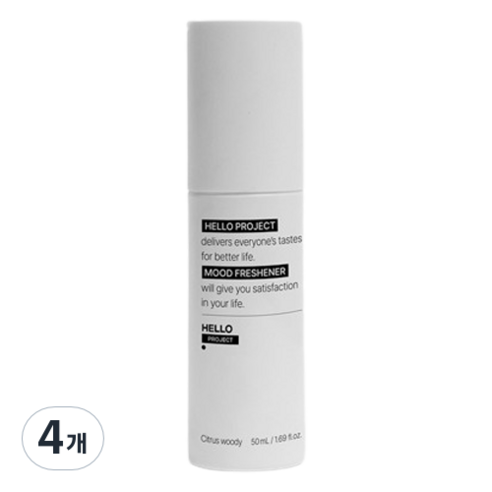 헬로프로젝트 화장실 탈취제 토일렛 퍼퓸 무드 프레쉬너 시트러스 우디, 50ml, 4개