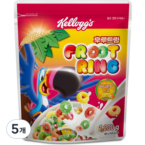 켈로그 후르트링 시리얼, 1.2kg, 5개