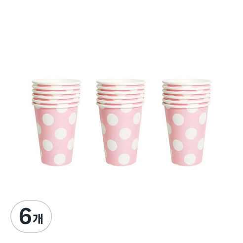 파티피아 도트무늬 핑크 종이컵, 6개
