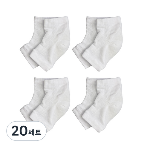 생활더하기 풋케어 발 뒤꿈치 보습 패드 양말 화이트, 1개입, 20세트