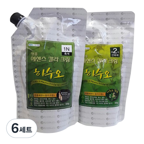 투에이산업 명품 에센스 칼라 크림 염색제 1제 500ml + 2제 500ml, 1N흑색, 6개