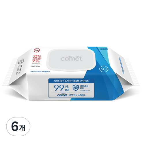 코멧 안심 소독티슈, 50g, 60매, 6개