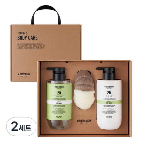 더블유드레스룸 퍼퓸 바디케어 No.20 플라워샵 선물 바디워시 + 바디로션 + 샤워볼 세트, 2세트
