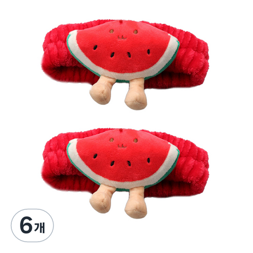 스위스녹스 동물 캐릭터 세안용 헤어밴드, 6개, 워터멜론