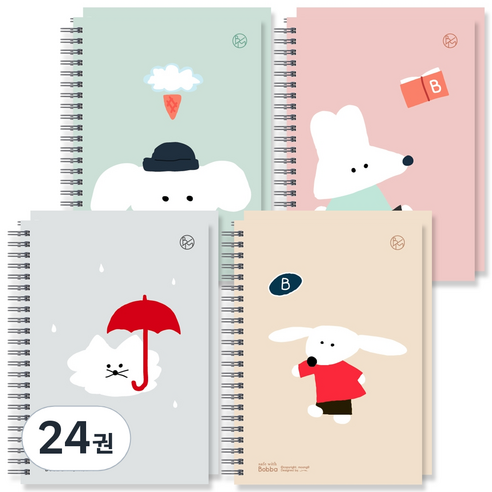 뭉구 보바 A5 코지 항균 노트, 혼합, 24권