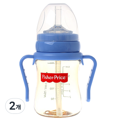 피셔프라이스 PPSU 만능 빨대컵 200ml, 블루, 2개