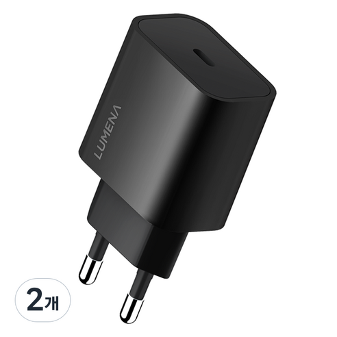 루메나 30W 고속충전기 GQ30, 블랙, 2개