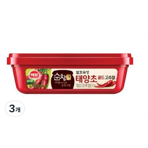 해표 순창궁 태양초 골드 고추장, 3개, 170g