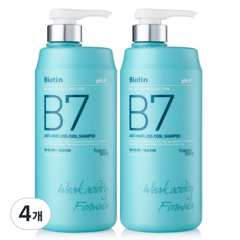포레스트스토리 B7 약산성 쿨 탈모 샴푸, 1000ml, 4개