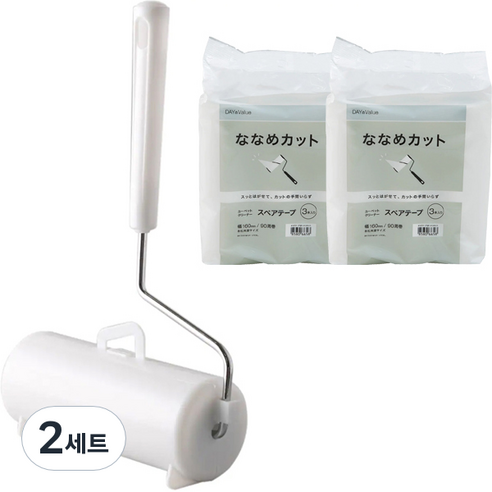 니토리 사선컷팅 테이프 클리너 핸들 본품 + 리필 3개입 2p + 거치대 세트, 2세트