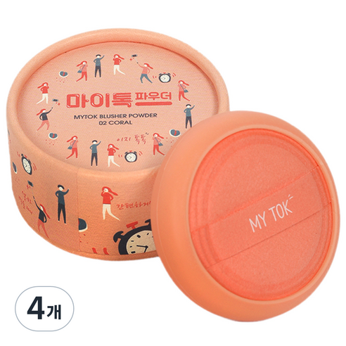 마이톡 블러셔 파우더 4g, 02 코랄, 4개