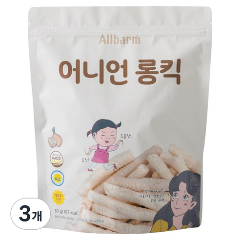 올바름 어니언롱킥 간식, 양파맛, 30g, 3개