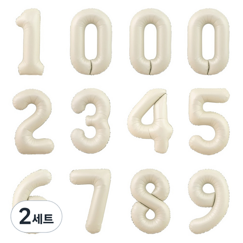 파티아일랜드 숫자 호일 풍선 12p 세트 80cm, 크림, 2세트