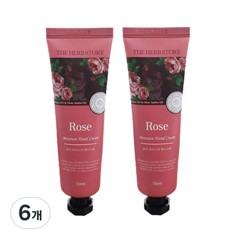 더허브스토리 로즈 모이스처 아로마 핸드크림, 50ml, 6개