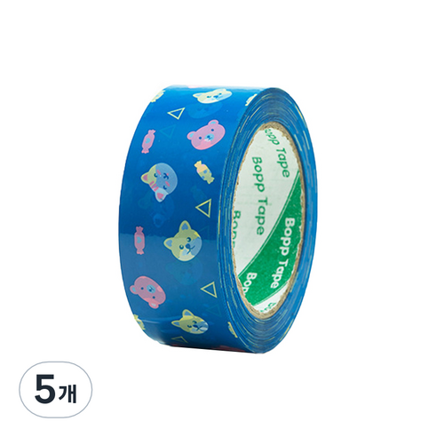 에이러블 포장용 박스테이프 45mm x 100m B0210, 8 베어블루, 5개