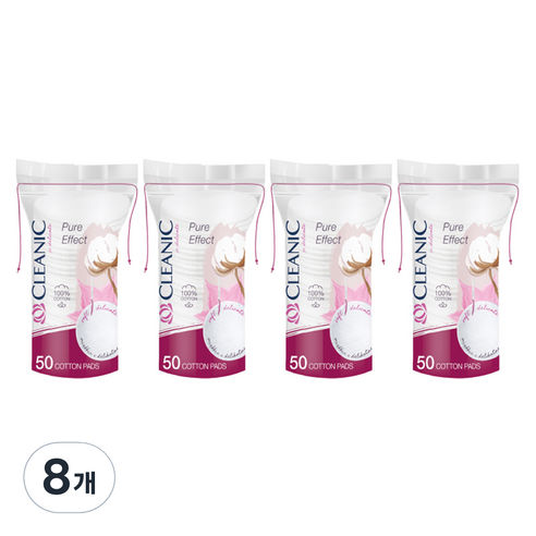 클레아닉 Pure Effect 소프트 터치 화장솜, 50개입, 8개
