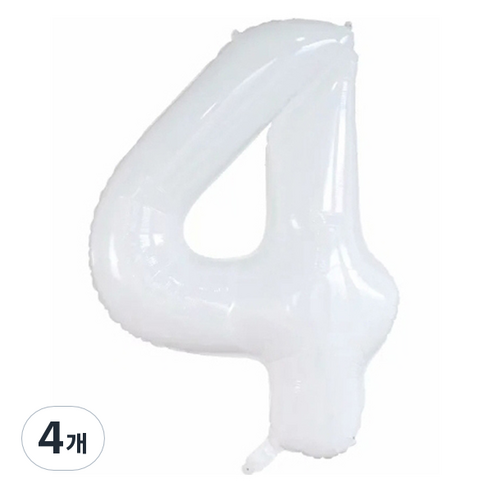 세컨드베스트 깔끔한 화이트 파티풍선 80cm, 숫자 4, 4개