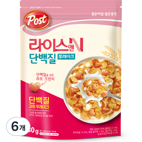 포스트 라이스앤 단백질 후레이크, 480g, 6개