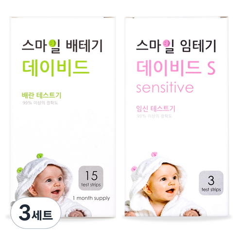 스마일랩 스마일 데이비드 배란테스트기 15p + 스마일 임신테스트기 S 3p, 18개입, 3세트