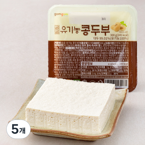 곰곰 유기농 두부, 300g, 5개