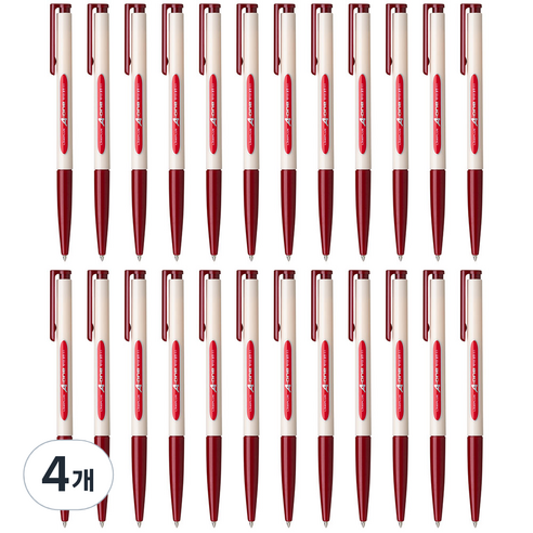 라인플러스 에이원 볼펜 0.5mm 12p, 적색, 4개