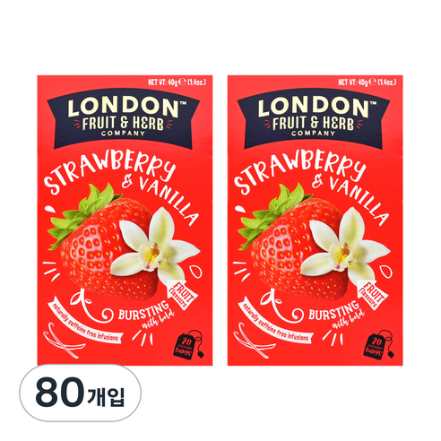 런던프룻 스트로베리 앤 바닐라 티백, 2g, 20개입, 4개