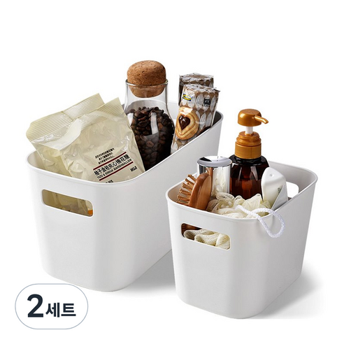 모나코올리브 렛이지 모던 화이트 정리함 중형 + 대형, 2세트