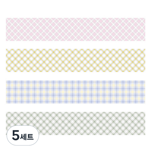마켓A 플레이드 종이 마스킹테이프 2cm x 2m 4종 세트, TYPE1, 5세트