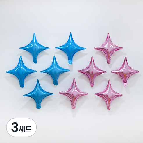 파티공구 사각별모양 은박풍선 핑크 15p + 라이트블루 15p 세트, 핑크, 라이트블루, 3세트