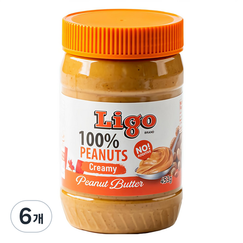 리고 크리미100% 땅콩버터잼, 6개, 453g