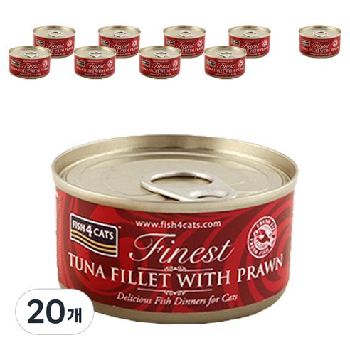 피쉬포캣 생후 3개월 이상 고양이 주식캔, 참치+새우, 70g, 20개