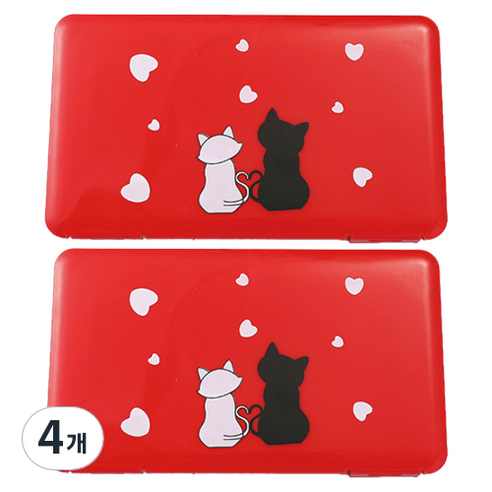 다다 휴대용 마스크 케이스 고양이커플, 4개