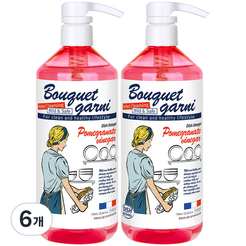 부케가르니 에코 1종 주방세제 석류식초향, 6개, 750ml