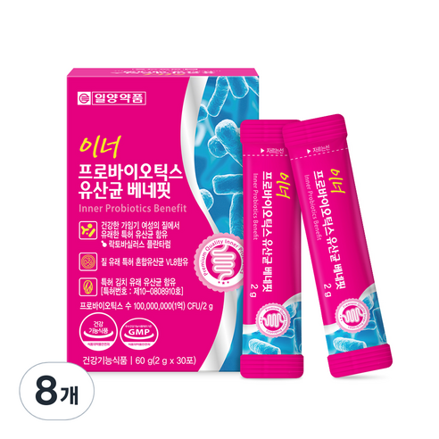 일양약품 이너 프로바이오틱스 유산균 베네핏 30p, 60g, 8개