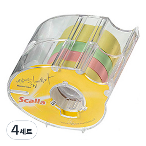 스칼라 메모테이프 10mm 3종 + 18mm, 10mm(노랑, 핑크, 그린), 18mm(노랑), 4세트