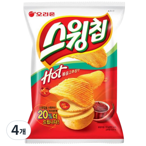 스윙칩 핫 볶음고추장맛, 124g, 4개