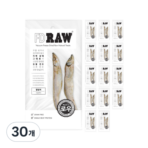 에프디로우 동결건조 반려동물 간식 2p, 열빙어, 5.5g, 30개