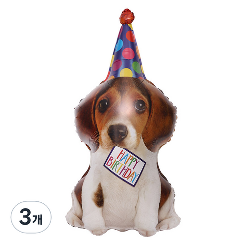 제이벌룬 은박 생일퍼피, 혼합색상, 3개