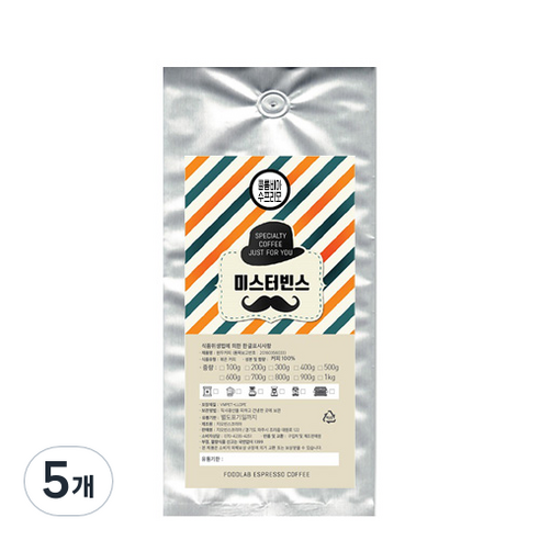 미스터빈스 콜롬비아 수프리모 분쇄 커피, 더치, 500g, 5개