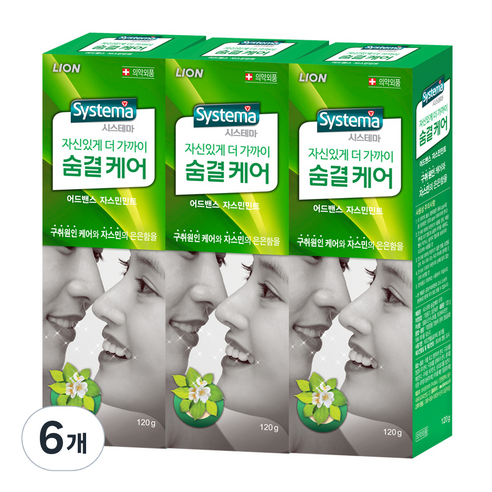 시스테마 숨결케어 치약, 120g, 6개