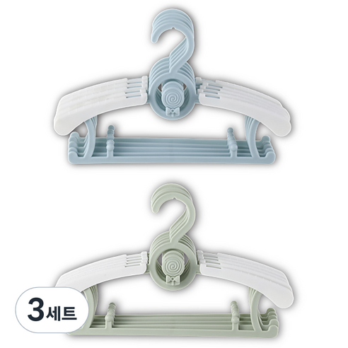 잇곰 미끄럼방지 아동용 옷걸이 2종 x 5p 세트, 블루, 그린, 3세트