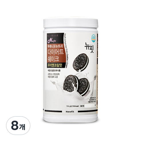 뉴핏 투에니포 뉴트리 다이어트 쉐이크 쿠키앤크림맛, 750g, 8개