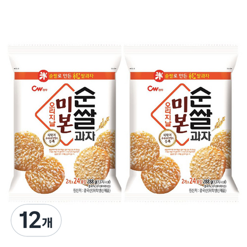 청우식품 미본 오리지널 순쌀 과자 24p, 288g, 12개