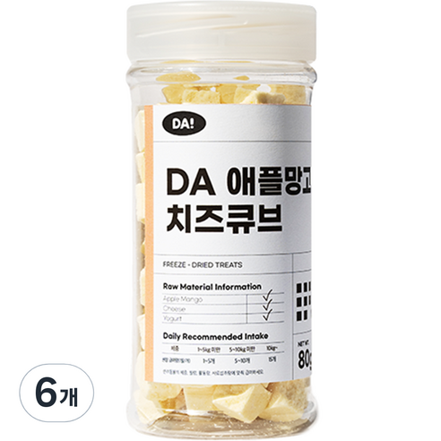 다펫토리 반려동물 동결건조 간식 DA과일치즈큐브, 80g, 6개, 애플망고