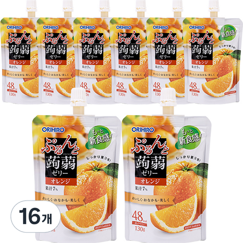 오리히로 푸룬토 곤약젤리 오렌지맛, 130g, 16개