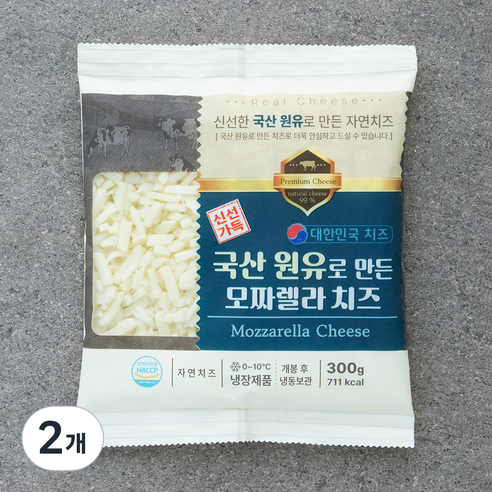 국산 원유로 만든 모짜렐라 치즈, 300g, 2개