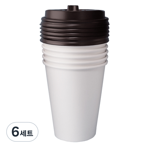 블룸엣홈 카페 무지 종이컵 240ml x 25p + 뚜껑 블랙 25p 세트, 6세트