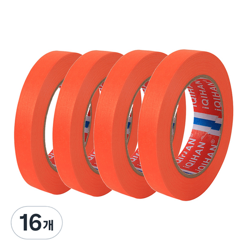 iQIHAN 다다 칼라 마스킹 테이프 15mm x 20m, 주황, 16개